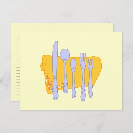 食器編集可能レシピカードテンプレート ポストカード (正面/裏面)