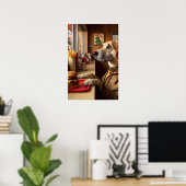 食堂でかわいい犬 ポスター (ホームオフィス)