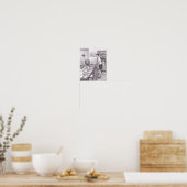 食堂のテーブルのそばに立つ大人の白人 ポスター (キッチン)