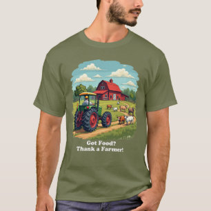 食得べ物?感謝してい農家トラクTシャツ Tシャツ