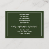 食料ケータリング特別イベント及び当事者 名刺 (裏面)