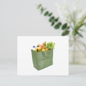 食料品でいっぱいの再利用可能なショッピングバッグ ポストカード (スタンド正面)