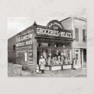 食料品と肉市場、1916年 ポストカード