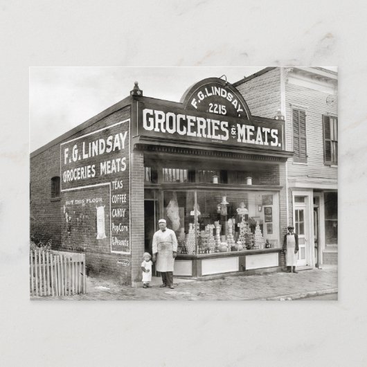 食料品と肉市場、1916年 ポストカード (正面)