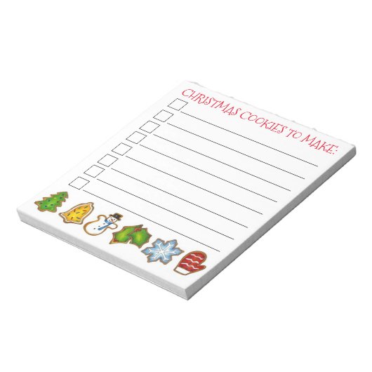 食料品のリストを作るためのクリスマスクッキー ノートパッド (回転)