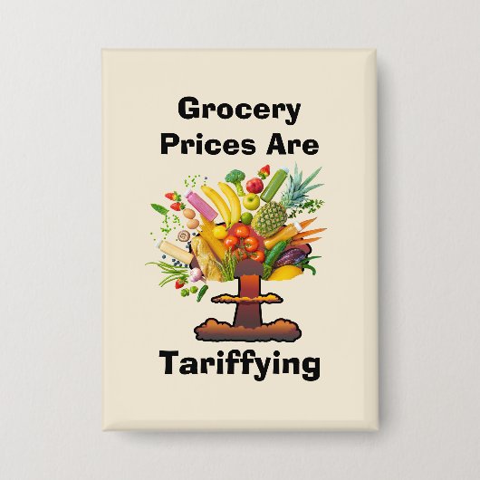 食料品の値段が値上がりしている 缶バッジ (正面)