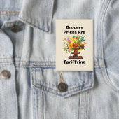 食料品の値段が値上がりしている 缶バッジ (インサイチュ)