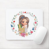 食料品を売っている女の子 マウスパッド (マウス)