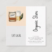 食料品オーガニック店の水色モダン スクエア名刺 (正面)