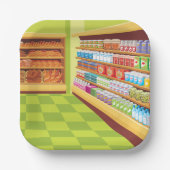 食料品カラフル店の通路とベーカリー ペーパープレート (正面)