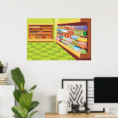 食料品カラフル店の通路とベーカリー ポスター (ホームオフィス)