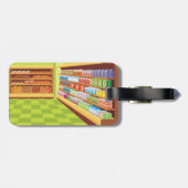 食料品カラフル店の通路とベーカリー ラゲッジタグ (裏面横)