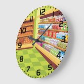 食料品カラフル店の通路とベーカリー ラージ壁時計 (傾斜)
