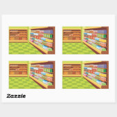 食料品カラフル店の通路とベーカリー 長方形シール (シート)