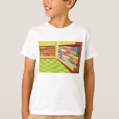 食料品カラフル店の通路とベーカリー Tシャツ (正面)
