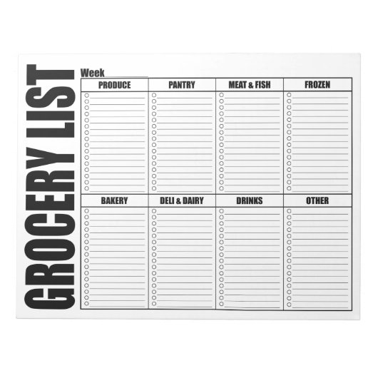 食料品ショッピングのチェックリスト ノートパッド (正面)