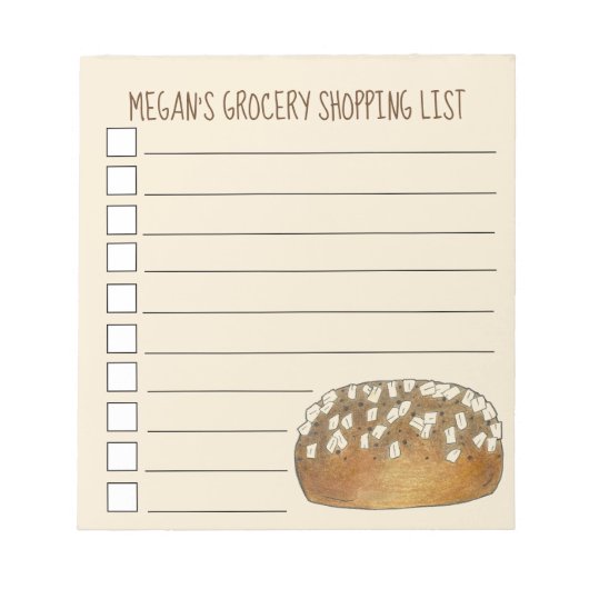 食料品パーソナライズされたリストのベーカー転がディナー ノートパッド (正面)
