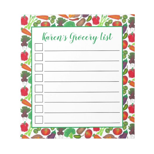 食料品パーソナライズされたリストの庭野菜 ノートパッド (正面)