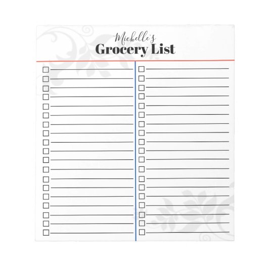 食料品パーソナライズされたリスト ノートパッド (正面)