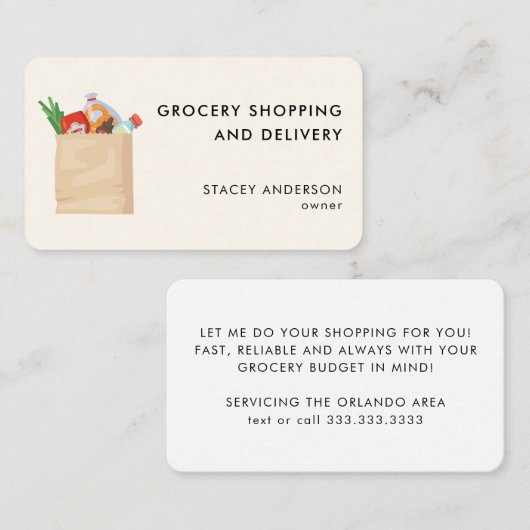 食料品モダンショッピングの配送救済用品 名刺 (正面/裏面)