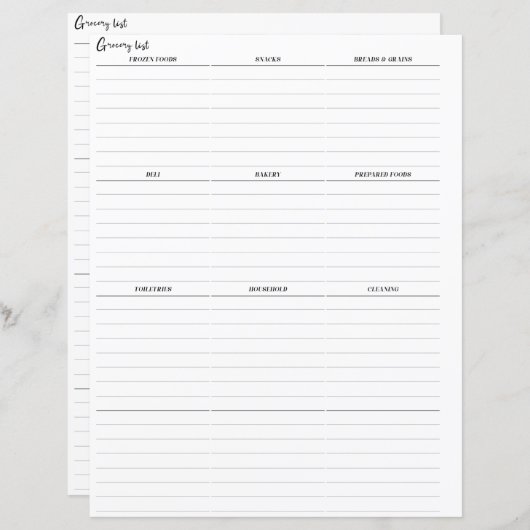 食料品リストプランナーの挿入ページ (正面/裏面)