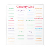 食料品一覧メモ帳 ノートパッド (正面)
