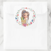 食料品付き女の子 スクエアシール (バッグ)