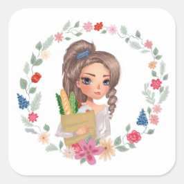 食料品付き女の子 スクエアシール