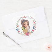 食料品付き女の子 スクエアシール (封筒)