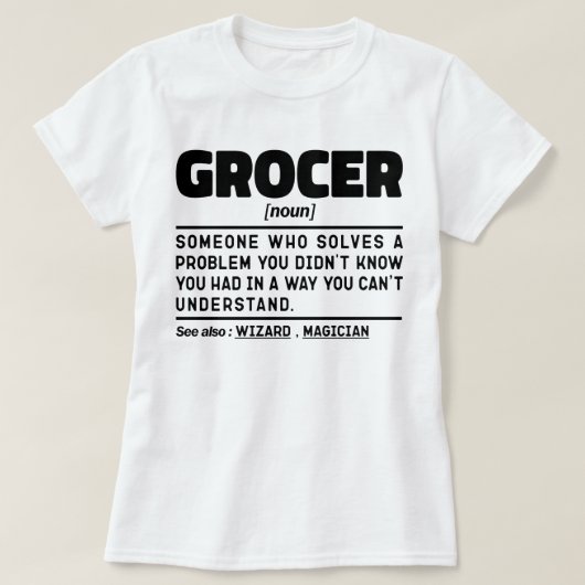 食料品名詞定義スーパーのミニマルデザイン Tシャツ (デザイン正面)