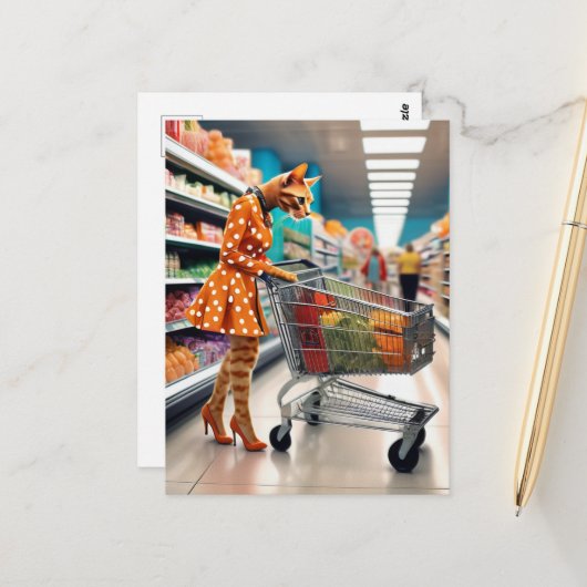 食料品店で飼っている猫 ポストカード (正面/裏面インサイチュ)