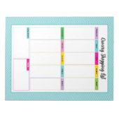 食料品店のショッピング一覧メモ帳 – Aqua Chevron ノートパッド (正面)