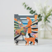 食料品店のジンジャーキャット ポストカード (スタンド正面)