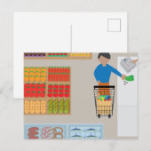 食料品店の買い物客 ポストカード (正面/裏面)