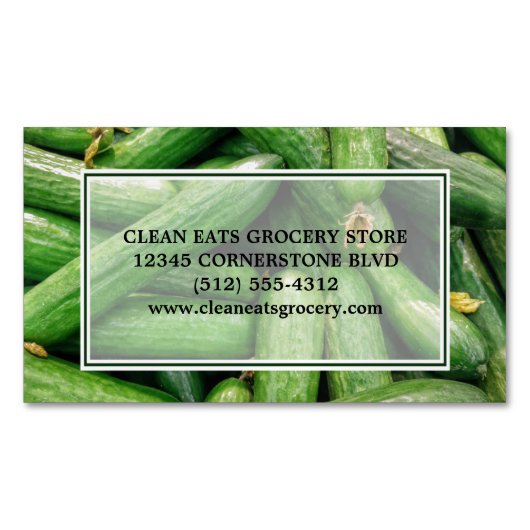 食料品店または農家市場の緑の農産物 マグネット名刺 (正面)