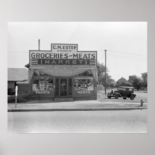食料品店、1938年。ヴィンテージ写真 ポスター