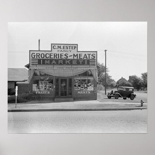食料品店、1938年。ヴィンテージ写真 ポスター (正面)