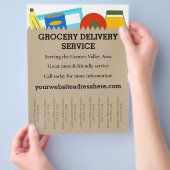 食料品配達サービスのフライヤー、ストリップを引き裂く チラシ (手)