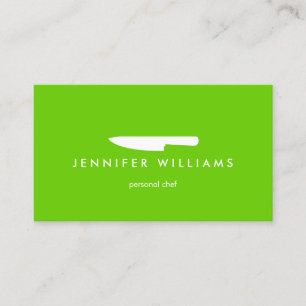 食料調達のための緑のシェフのナイフ、レストラン 名刺
