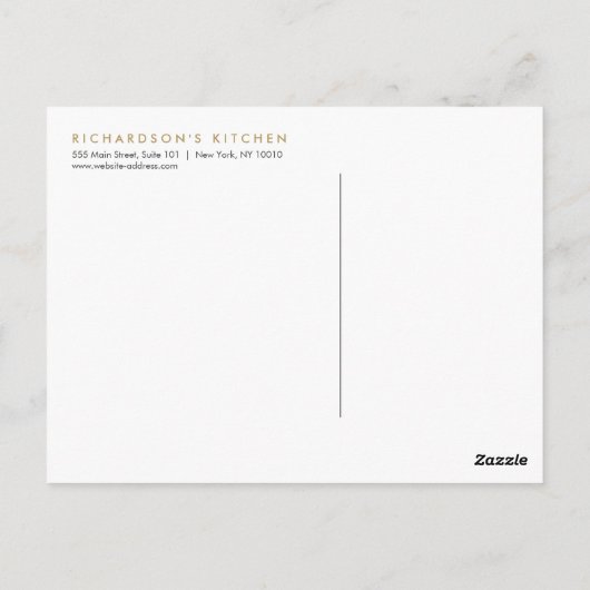 食料調達のための金フォークのスプーンのナイフのスケッチのロゴ ポストカード (裏面)