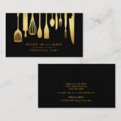 食料調達の個人的なシェフの金ゴールドの台所道具 名刺 (正面/裏面)