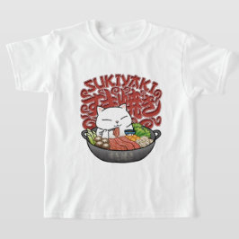 食日本のべ物すき焼き猫 Tシャツ