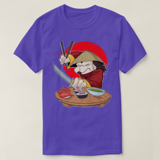 食日本のべ物I巻き恋人Iサムライ寿司ハリコ Tシャツ (デザイン正面)