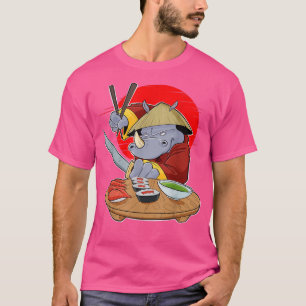 食日本のべ物I巻き恋人Iサムライ寿司Rhino T Tシャツ