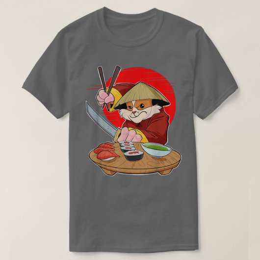 食日本のべ物I牧恋人Iサムライスギニー Tシャツ (デザイン正面)