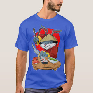 食日本のべ物I牧恋人Iサムライ寿司うさぎ  Tシャツ