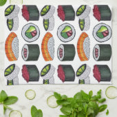 食日本の物寿司ツナ転がケのにぎりグルメ キッチンタオル (折り畳み)