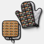 食日本の物寿司ツナ転がケのにぎりグルメ 鍋つかみ&鍋敷きセット (正面/裏面)