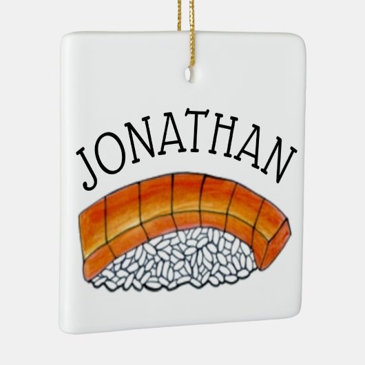 食日本の食すしサーモンにぎりパーソナライズされた セラミックオーナメント (右)