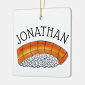 食日本の食すしサーモンにぎりパーソナライズされた セラミックオーナメント (左)